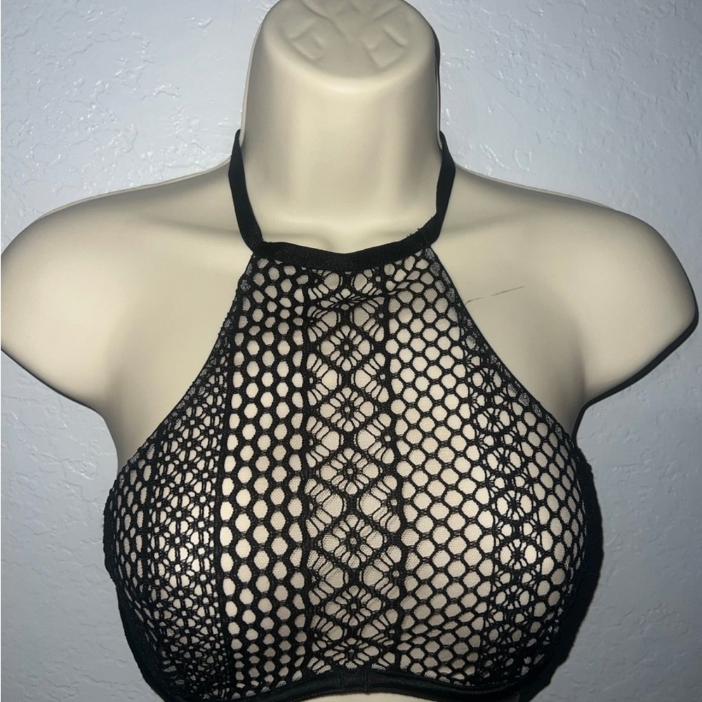 Victoria's Secret Black Crochet Halter Bra